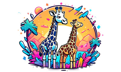 Giraffe Graphic Design in Vibrant Colors (PNG 12000x7200)