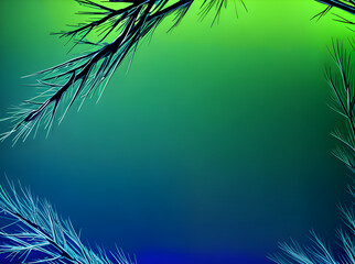 Fir branch 3D shadows neon color palette. - 664316356