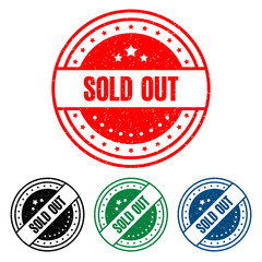 SOLD OUT Rubber Stamp. vector illustration.