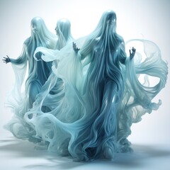 Fototapeta premium Ghostly Apparitions Cartoon 3D , Cartoon 3D, Isolated On White Background, Hd Illustration