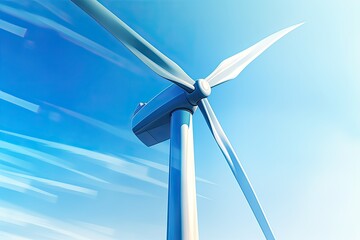 clean and sustainable energy, image of wind turbine under blue sky. Generative AI - obrazy, fototapety, plakaty