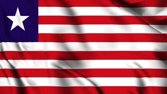 Liberia waving flag 4K animation video. Liberian waving flag seamless looping animation