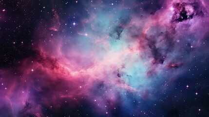 Space galaxy wallpaper, in shades of dark and light purple, realistic light and color use, vibrant skies, and realistic textures. Generative AI