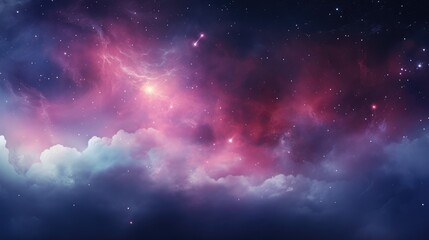 Space galaxy wallpaper, in shades of dark and light purple, realistic light and color use, vibrant skies, and realistic textures. Generative AI