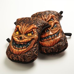 Halloween Themed Oven Mitts, Cartoon 3D, Isolated On White Background, Hd Illustration
