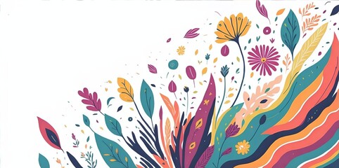 Fototapeta na wymiar Cartoon spring flowers background. AI generated illustration