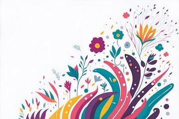 Cartoon spring flowers background. AI generated illustration