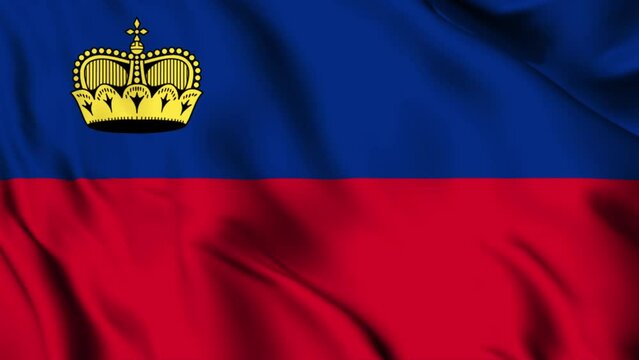 Lichtenstein waving flag 4K animation video. Lichtenstein waving flag seamless looping animation