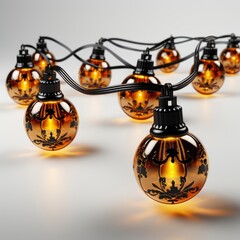 Halloween Themed String Lights , Cartoon 3D, Isolated On White Background, Hd Illustration