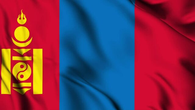 Mongolia waving flag 4K animation video. Mongolia waving flag seamless looping animation