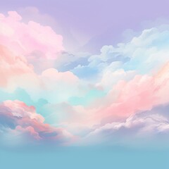 Sky background from clouds of pastel colors. Banner, wallpaper, pink, blue, purple