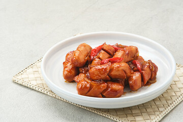 Sauteed Sausage with onion and chilli sauce
