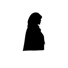 Muslim woman in hijab Silhouette vector, Muslim woman face profile black silhouettes