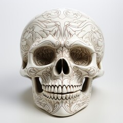 Skull Shaped Dessert Plates  Cartoon 3D  On White Bac 5D3E2B, Cartoon 3D, Isolated On White Background, Hd Illustration