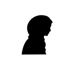 Muslim woman in hijab Silhouette vector, Muslim woman face profile black silhouettes
