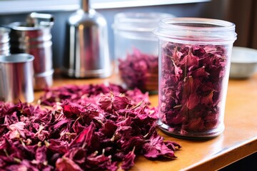 Obraz na płótnie Canvas dried hibiscus flowers ready for making tea
