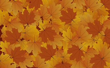 Naklejka na ściany i meble The autumn colors leave a seamless pattern background. Seasonal holiday decorations, wrapping paper, textile prints, generic fall backgrounds etc. Illustration