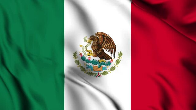 Mexico waving flag 4K animation video. Mexican waving flag seamless looping animation