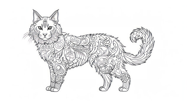 Cute turkish angora in animal coloring page perfect for kids and antistress