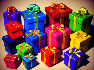 Fototapeta premium painted gifts 3D shadows neutral color palette.