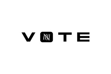 The word "Voting". The letter O contains a ladder. editable.