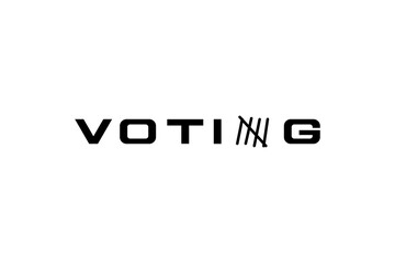 The word "Voting". The letter O contains a ladder. editable.