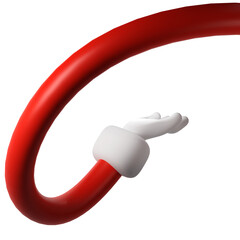 Cute cartoon hand 3D open palm hand of Santa Claus Christmas icon. Rendering winter take, giving, holding something. Friendly funny style on white background gesture illustration