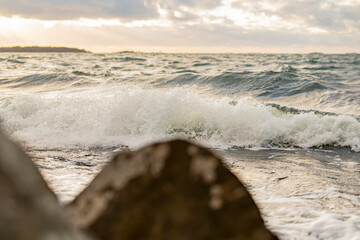 Archipelago landscape on windy weather