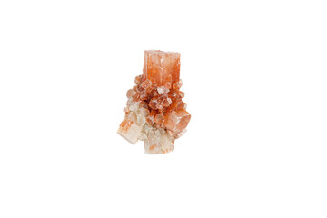 aragonite mineral stone macro on white background