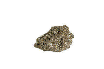 pyrite mineral stone macro on white background