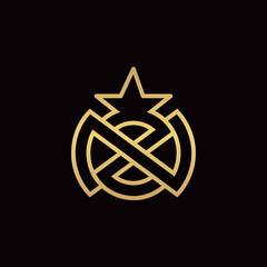 The monogram is the letter N and Z. Star, elegant and outline.