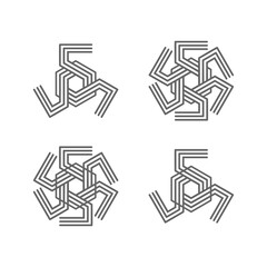 The Logo is a Hexagon number 5. Return, elegant and outline.