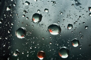 drops of cleaning spray on a grubby piece of glass