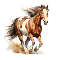 Obraz na płótnie Canvas Horse running in watercolor design.