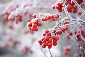 Fototapeta na wymiar frosted shrubs that have winter berries