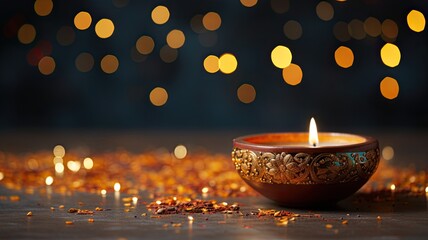 Diwali holiday festive background with lanterns on dark