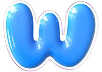 Blue Letter W Font Bubble