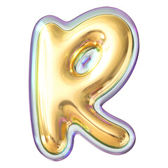 Gold Letter R Font Bubble