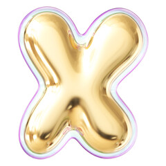 Gold Letter X Font Bubble