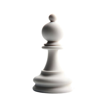 White chess bishop isolated on transparent background, chess piece, chess game, board game