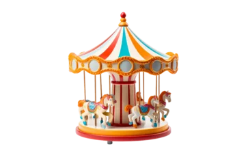 Photo sur Plexiglas Parc dattractions Toy Carousel isolated on transparent background, Generative Ai