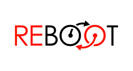 vector is the word R E B O O T. Elegant and outline