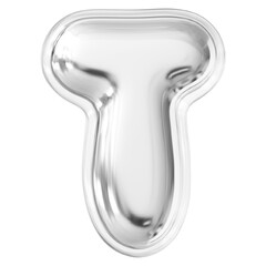 Silver Letter T Font Bubble