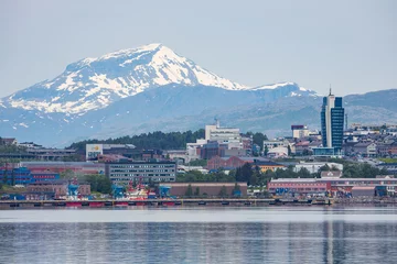 Tuinposter Cityscape of Narvik city above the arctic circle in Norway, Scandinavia © Photofex