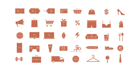 a set of icon and pictogram to  use  in  promotion day 