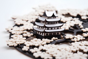 日本の城（3D）桜