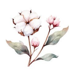 Watercolor cotton flower