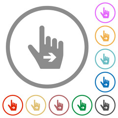 Hand cursor right solid flat icons with outlines