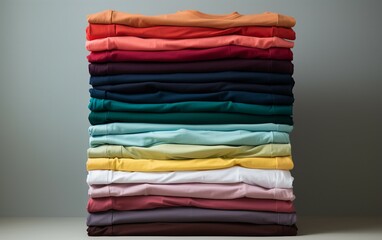 Tidy and Well-Displayed Stack of Colorful Cloths