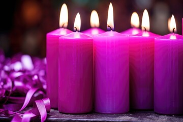 Obraz na płótnie Canvas purple and pink advent candles in a church